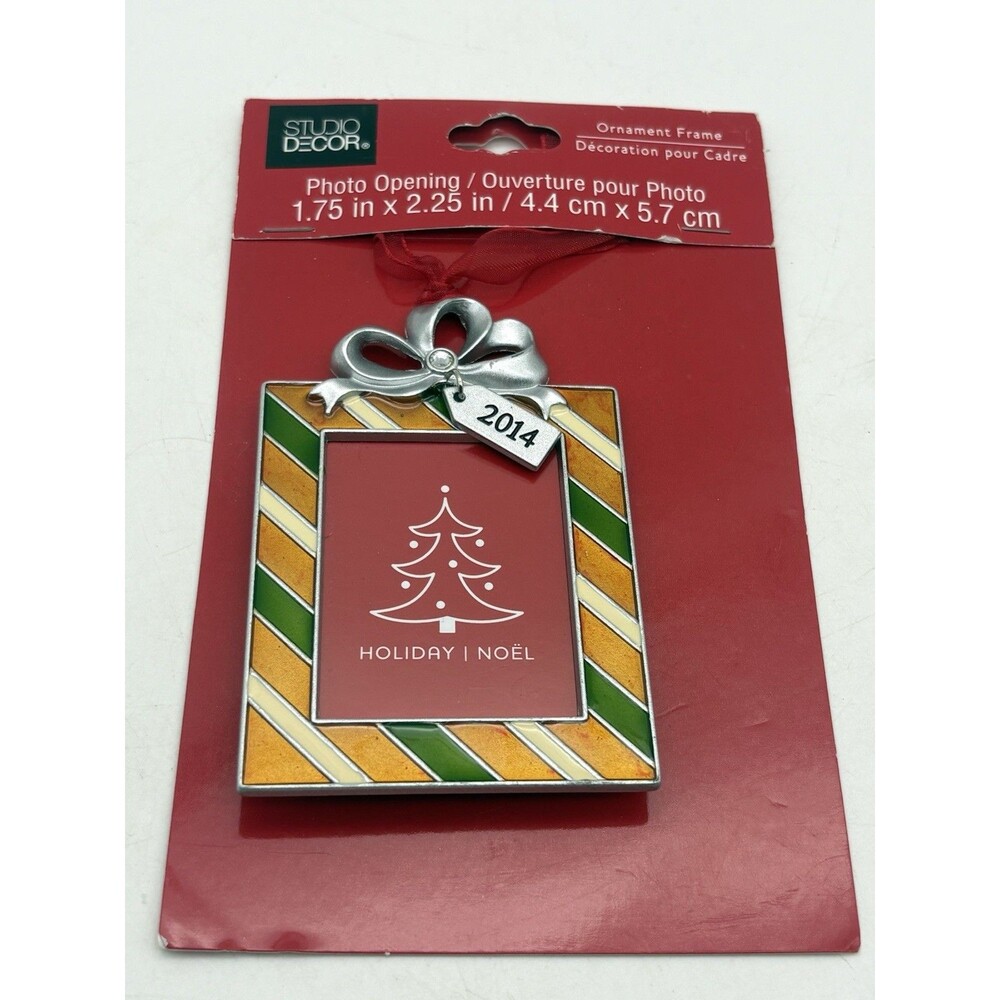 Studio Decor 2014 Photo Frame Ornament 1.75x2.25 Opening Christmas Metal